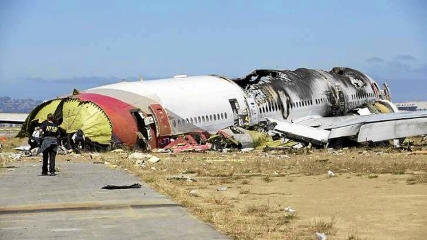 What remains of the fusilage of Asiana's Boeing 777 jetliner.
