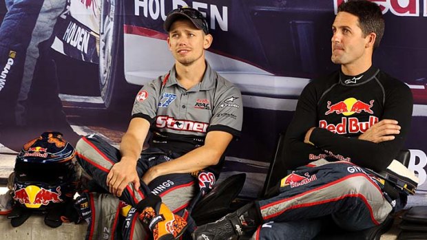 Casey Stoner and Jamie Whincup take a break.