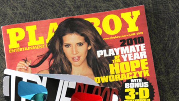 Eye-popping ... Playboy magazine introduces the 3D centrefold.