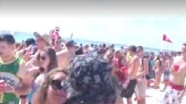 Part of the crowd seen on the mobile phone video obtained by Bay County Police, Florida.