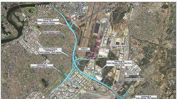 The concept plan for the Gateway project around Perth Airport.