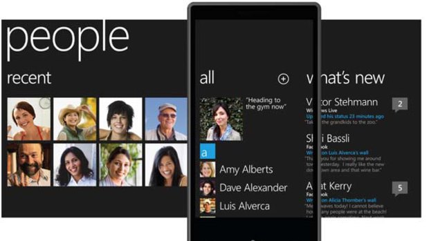 Everyone in their place... Windows Phone 7's people hub screen.