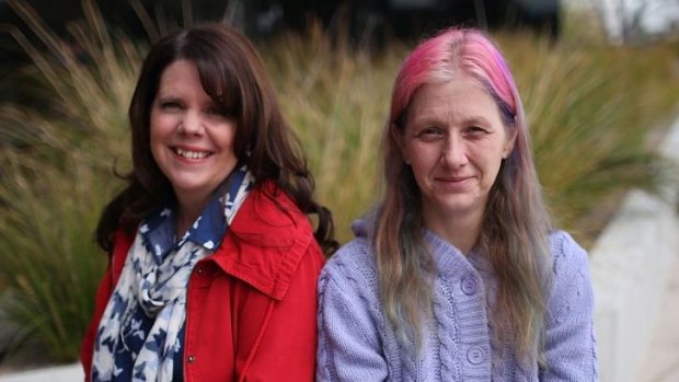 Doncare volunteer Wendy Ryan (left) and Belinda Aston, who left an abusive relationship.