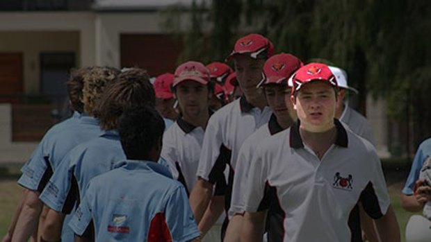 Stephen Rigg photographed with teammates from Perth Cricket Club.