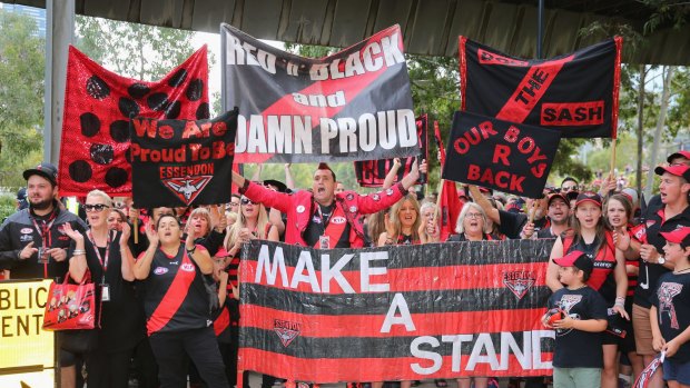 Bring the noise: Bombers fans join the Walk To The MCG before round one.