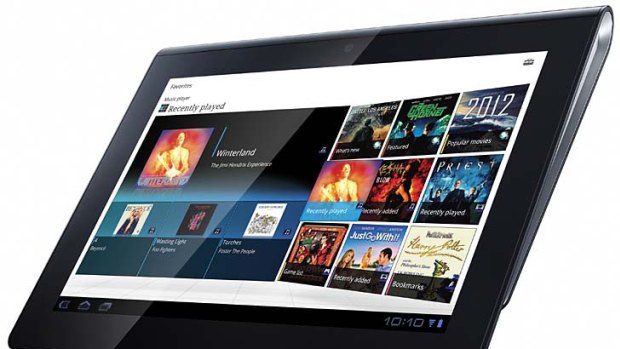 The Sony Tablet S, about the size of an iPad, can hook into Sony's online services and PlayStation games.