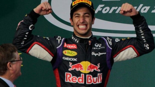 Joy before the pain: Daniel Ricciardo on the podium at Albert Park.