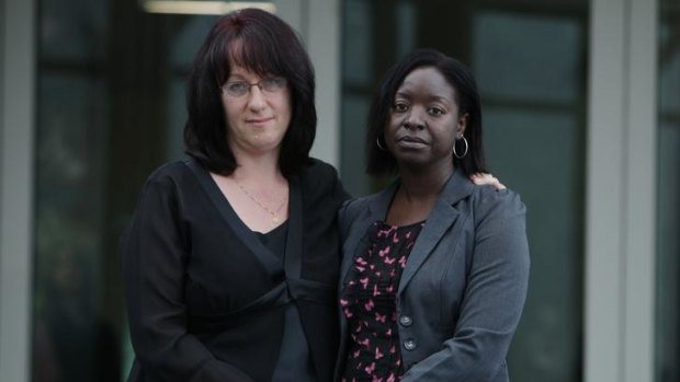 Road victim David Tagliaferri's sister Lisa Sawyer, left, and his widow Lystra told MPs their story at Parliament House in Canberra yesterday.