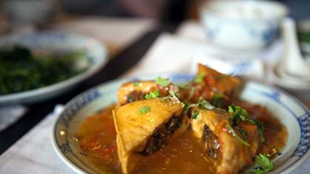 Authentic appeal ... Huong Lai's tofu stuffed with pork.