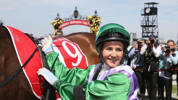 Class on and off the track: Michelle Payne after winning the Melbourne Cup.