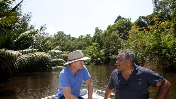 Close friends: Mr Pearson with former prime minister Tony Abbott during a visit to Cape York in 2011.