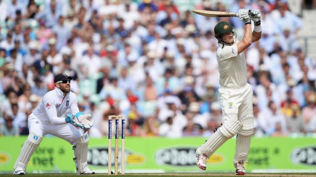 Shane Watson hits out during the Ashes series in England.