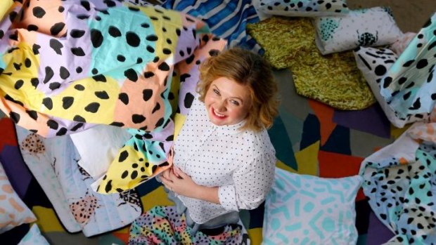 Textile designer Jess Wright  in her studio and retail space.