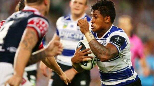 On track: Ben Barba takes on the Sydney Roosters.