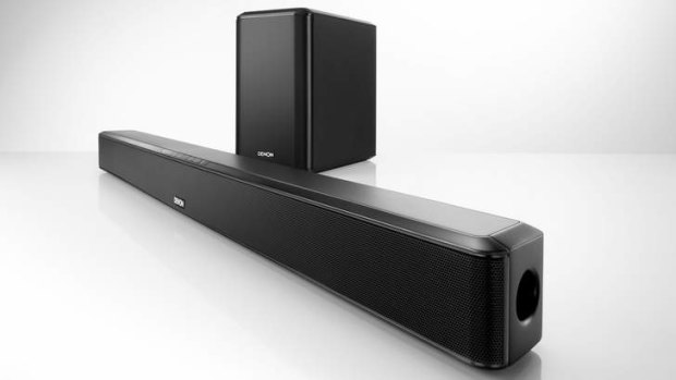 The Denon DHT-S514 soundbar and wireless subwoofer.