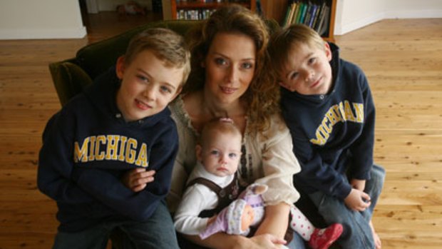"Never again" ... Jennifer Wolford and (from left) Noah, Violet and Zachery, who was delivered by caesarian.