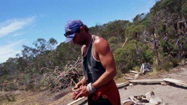 Robert Dickson, pictured on TV show <i>Survivor</i>.