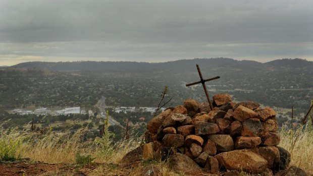 The view  from the top of Urambi Hills Nature reserve looking down on Oxley / Wanniassa   Canberra.                        