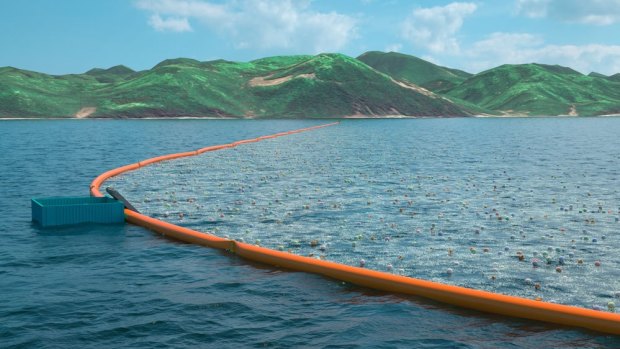 An artist's impression of the clean-up platform between Japan and Korea. 