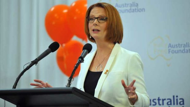 Julia Gillard launches the Bully Free Australia Foundation in Melbourne.