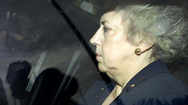 Eliza Manningham-Buller leaves after giving evidence to the Iraq War Inquiry in London.