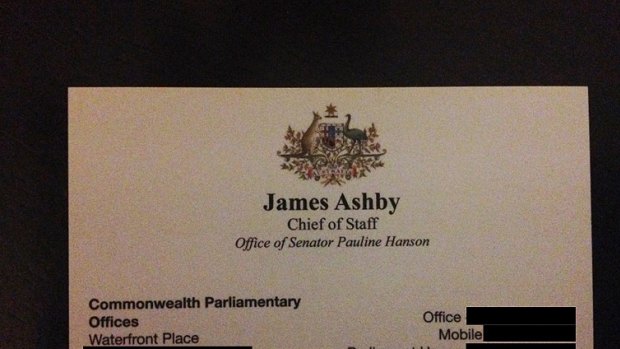 James Ashby handed over a business card before leaving.