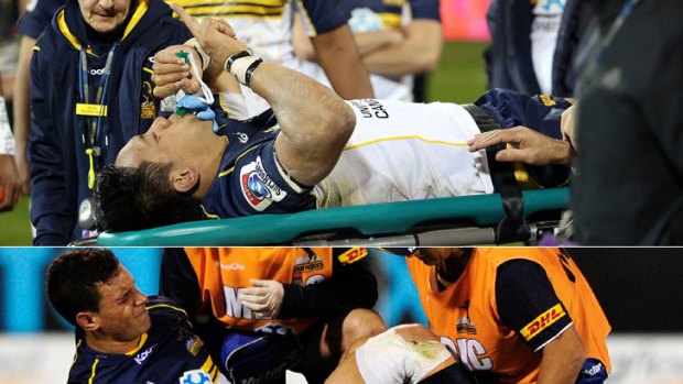 A painful 2012 ... Brumbies team mates Christian Lealiifano, above, and Matt Toomua hope to be back to full fitness next year.