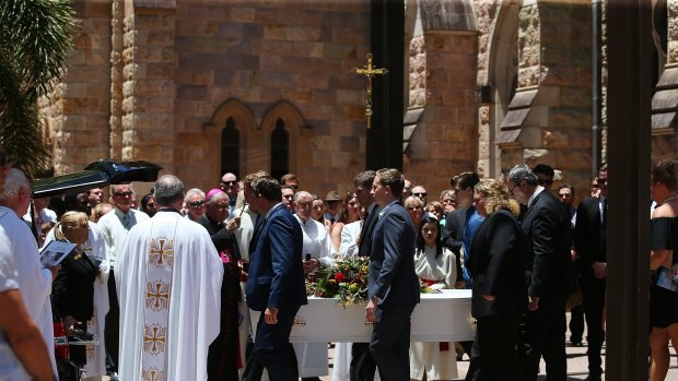BRISBANE, AUSTRALIA - JANUARY 13:  The funeral for coward punch victim Cole Miller on January 13, 2016 in Brisbane, Australia.  (Photo by Chris Hyde/Fairfax Media)