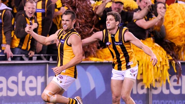 Luke Hodge incredibly kicked five goals in three quarters on his return from injury.