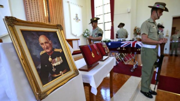 The funeral of Major General Alan Stretton at the Royal Military College Chapel in Canberra.