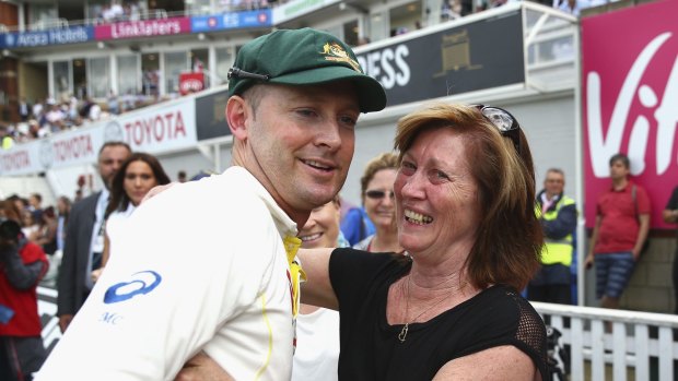 Clarke and his mother Debbie after his last Test.