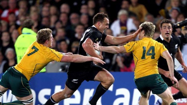 In your face &#8230; All Black Israel Dagg was a thorn in the side of the Australians during last night's World Cup semi-final clash in Eden Park, Auckland. New Zealand now play France in the final next week.