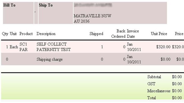 An example of one of the paternity test orders that were available online.