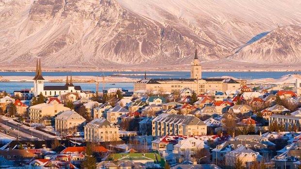Reykjavik, the capital of Iceland, in winter.