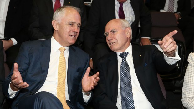 Former prime minister John Howard with Malcolm Turnbull.