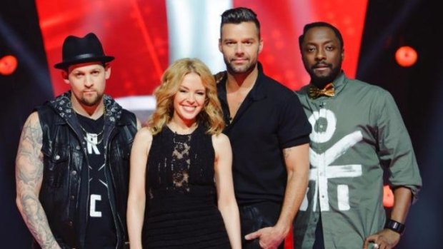 The music industry experts ... The Voice 2014 Coaches are, from left, Joel Madden, Kylie Minogue, Ricky Martin and will.i.am.