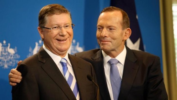 Denis Napthine and Tony Abbott at the joint  announcement of a police investigation into building industry corruption. 