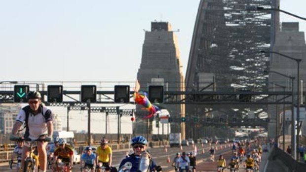 Take in the sights...last year's Spring Cycle participants cross the Harbour Bridge.
