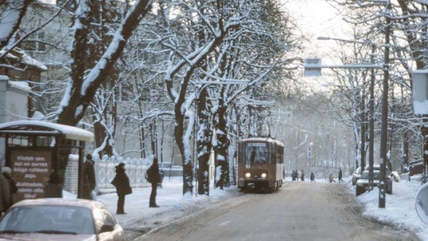 Tram-spotting ... a tram in Tallinn.