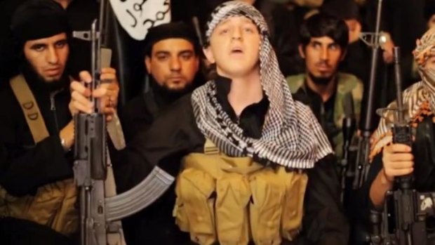 Abdullah Elmir, from Sydney, in an Islamic State video under the nom de guerre "Abu Khaled from Australia".