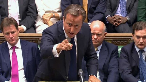 Britain's Prime Minister David Cameron addresses the House of Commons on Friday on the subject of Syria.