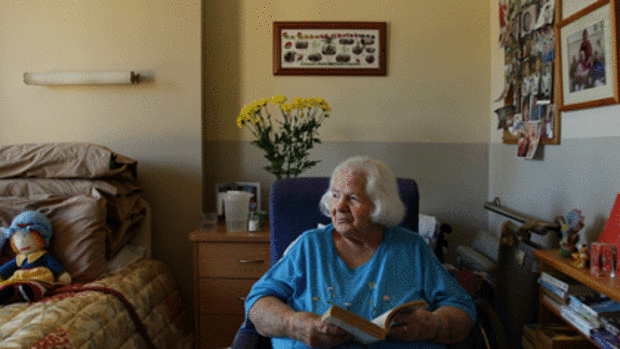 Home from home...Lilian Abbott, 94, in her single room at Chesalon Nursing Home.