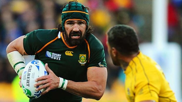 Victor Matfield in his last game for South Africa against Australia during the quarter-final of the World Cup.
