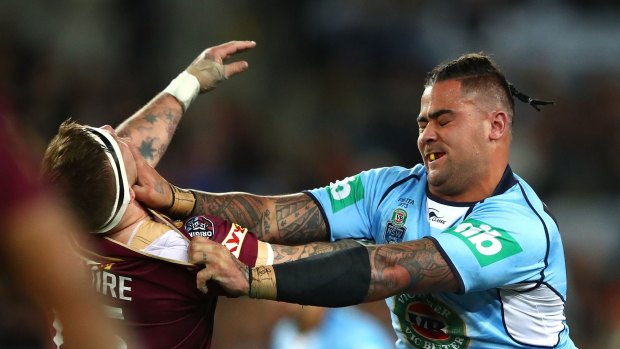 Josh McGuire and Andrew Fifita give the Perth fans a foretaste of Origin.