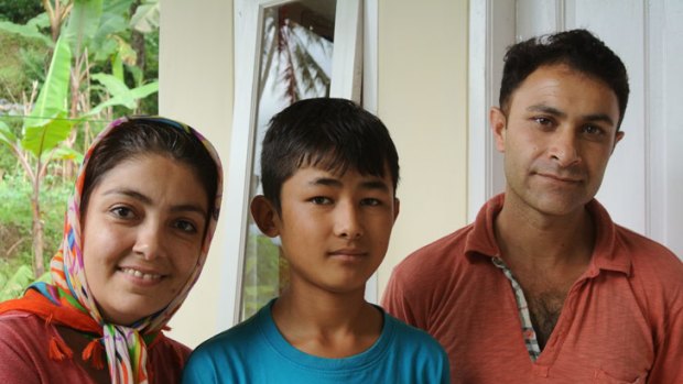 Omid Jafary with his foster family in Bogor.