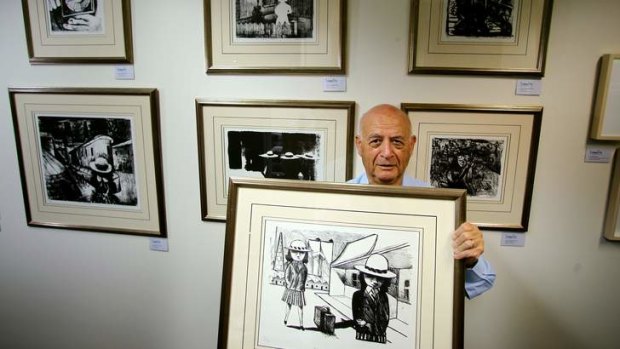 Investing for value and pleasure: Gallery owner Tom Lowenstein with some of his Charles Blackman works on paper, holds Bus Stop, one of his favourite etchings by the artist.