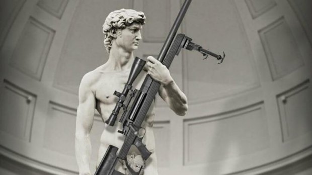 David armed: the offending image, from US firm ArmaLite's Twitter feed.
