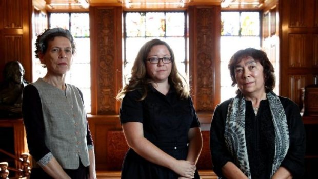 Three of the six authors who have been shortlisted for the Miles Franklin Award at the State Library of NSW: Cory Taylor, Fiona McFarlane and Alexis Wright.