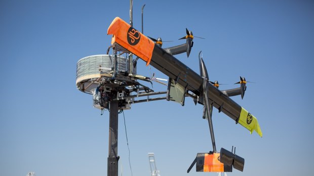 The Makani energy kite prototype on its launch pad.