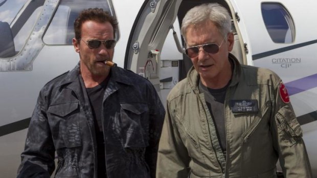 Arnold Schwarzenegger and Harrison Ford in Expendables 3.